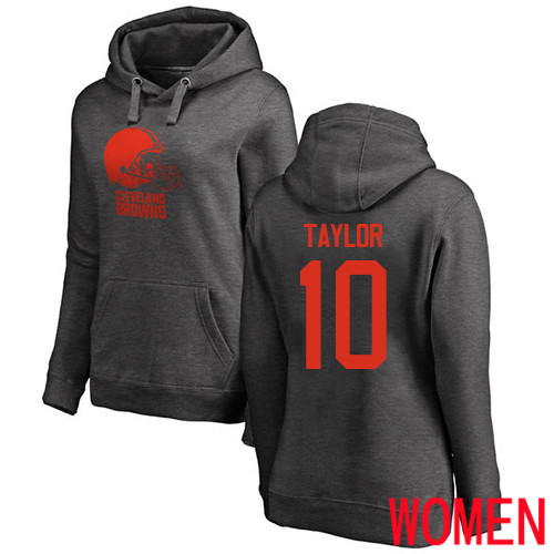 Cleveland Browns Taywan Taylor Women Ash Jersey 10 NFL Football One Color Pullover Hoodie Sweatshirt